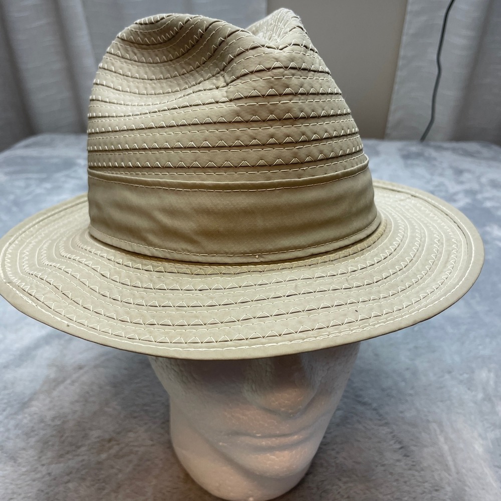 Vintage Dorfman-Pacific Mens Nylon Fedora Size 7 Tan Water Repellent Crushable